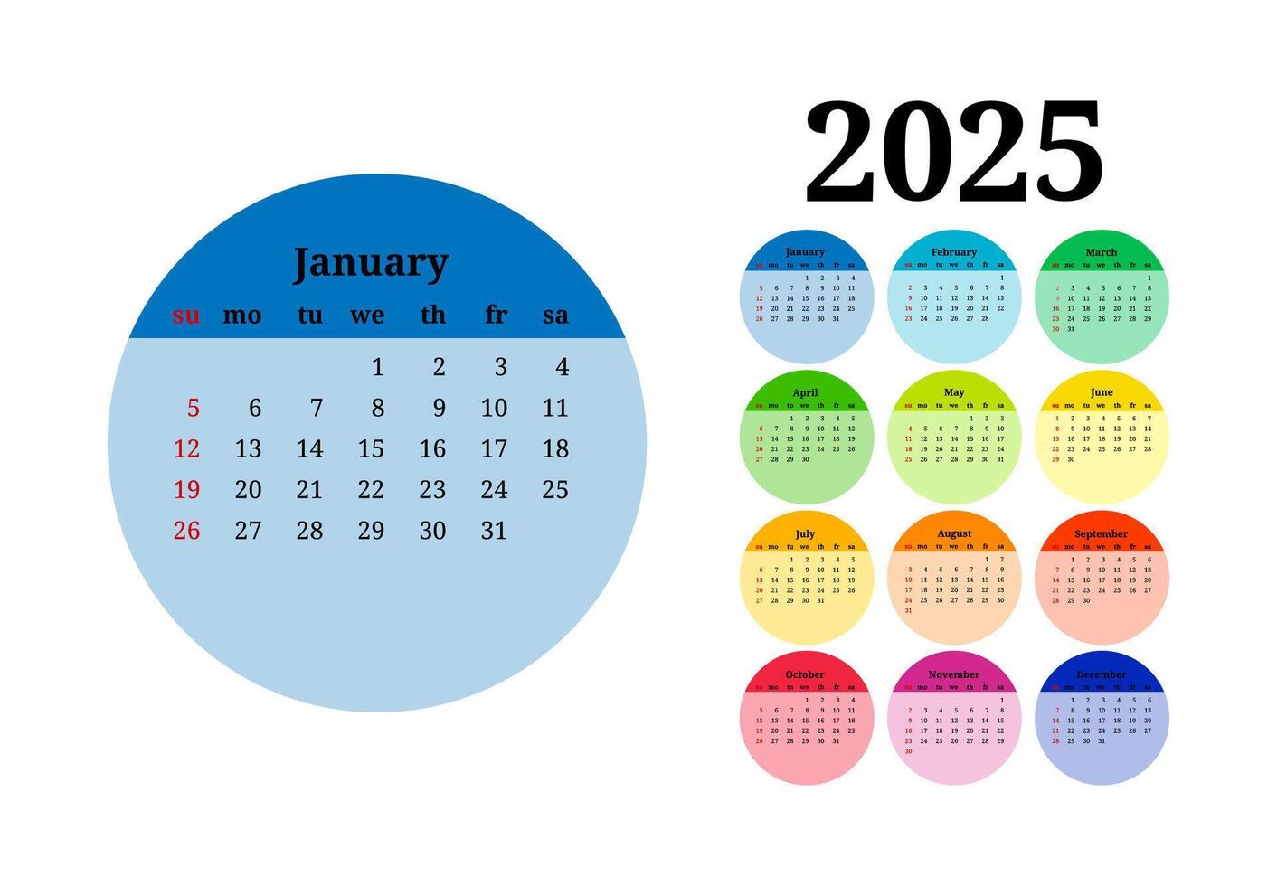 Calendar for 2025 isolated on a white background 51080617 Vector Art at