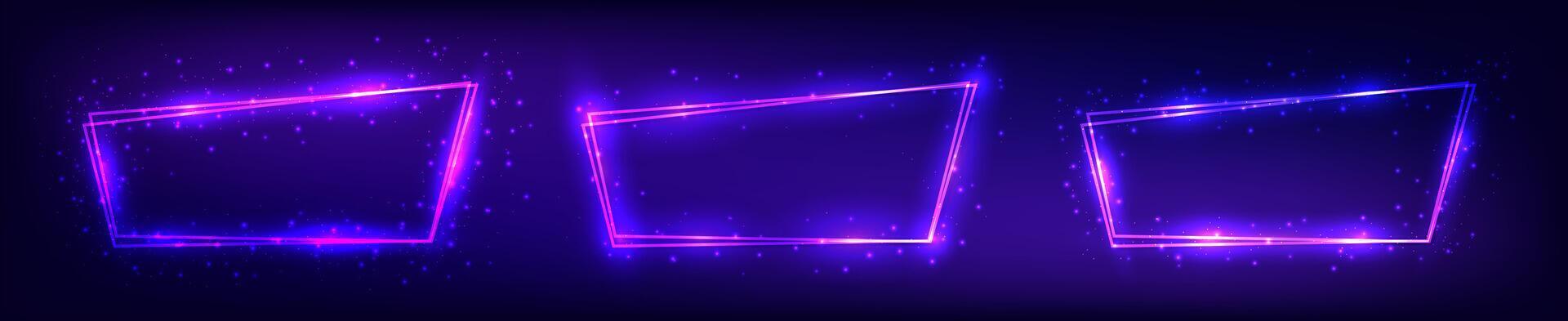 Neon double frame with shining effects vector