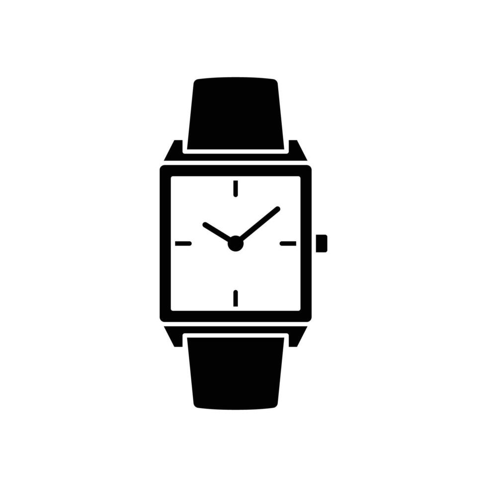 Premium Wristwatch Icon. Digital Smartwatch Concept. Square Shaped Elegant Wrist Watch vector
