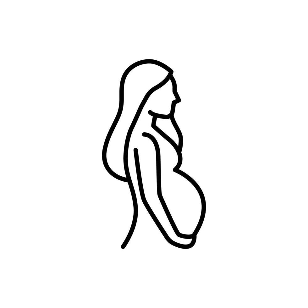 flat line icon on pregnancy. Beautiful abstract prenatal pregnant woman linear symbol. Fertility, gynecology, obstetrics and childbirth pictogram isolated vector