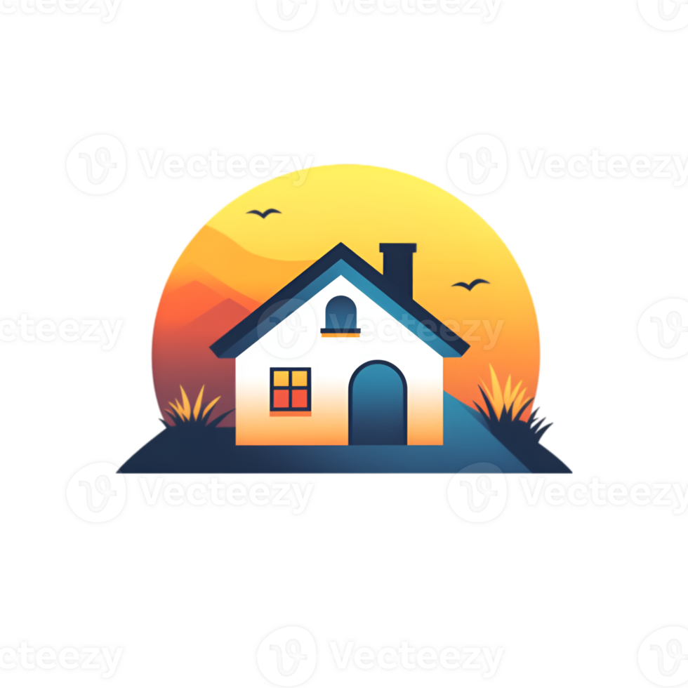 A house with a sunset in the background png