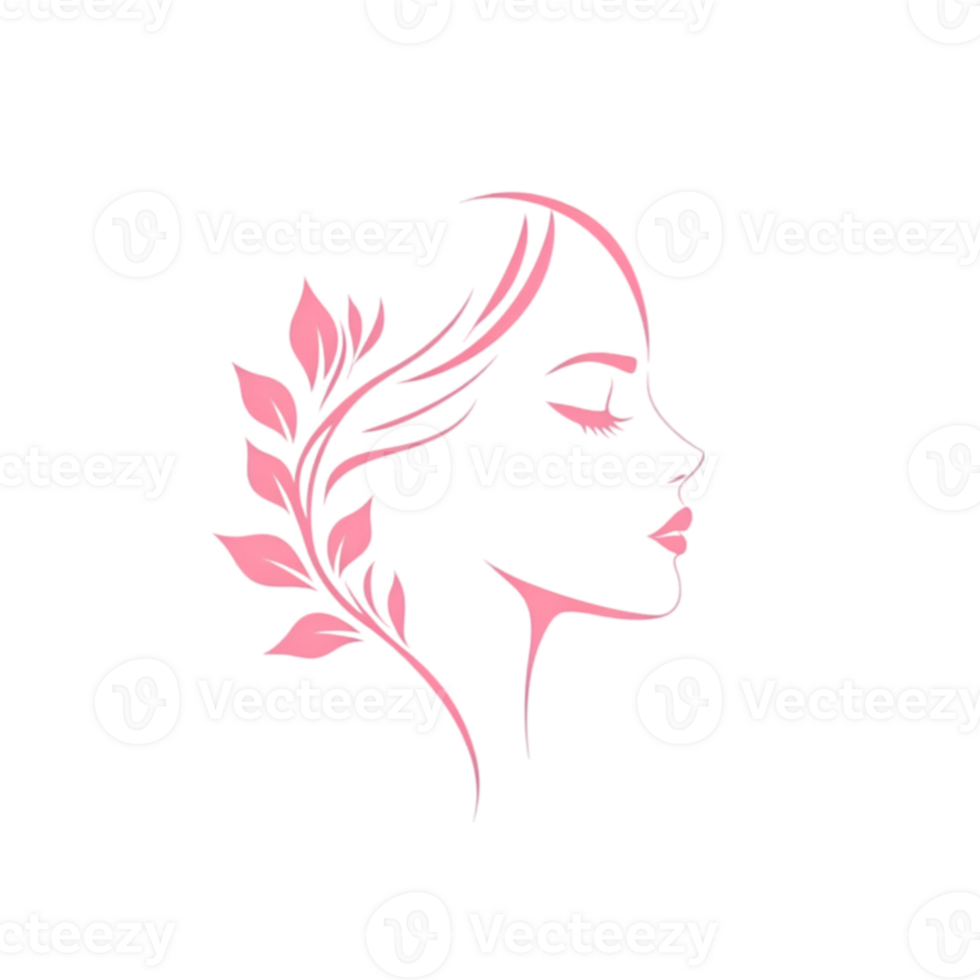 A woman's face with pink leaves on it png