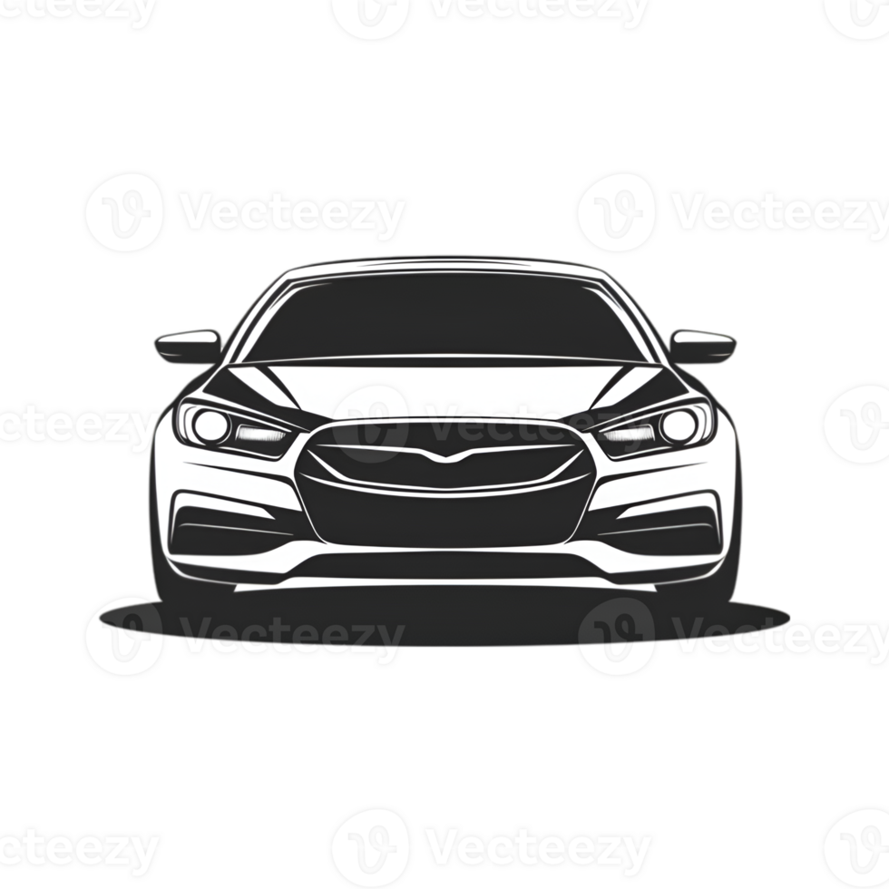 A black and white illustration of a car png