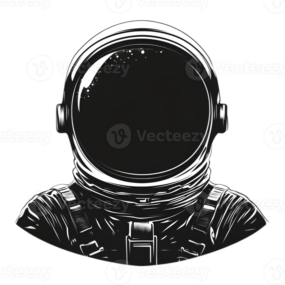 An astronaut in a black and white design png