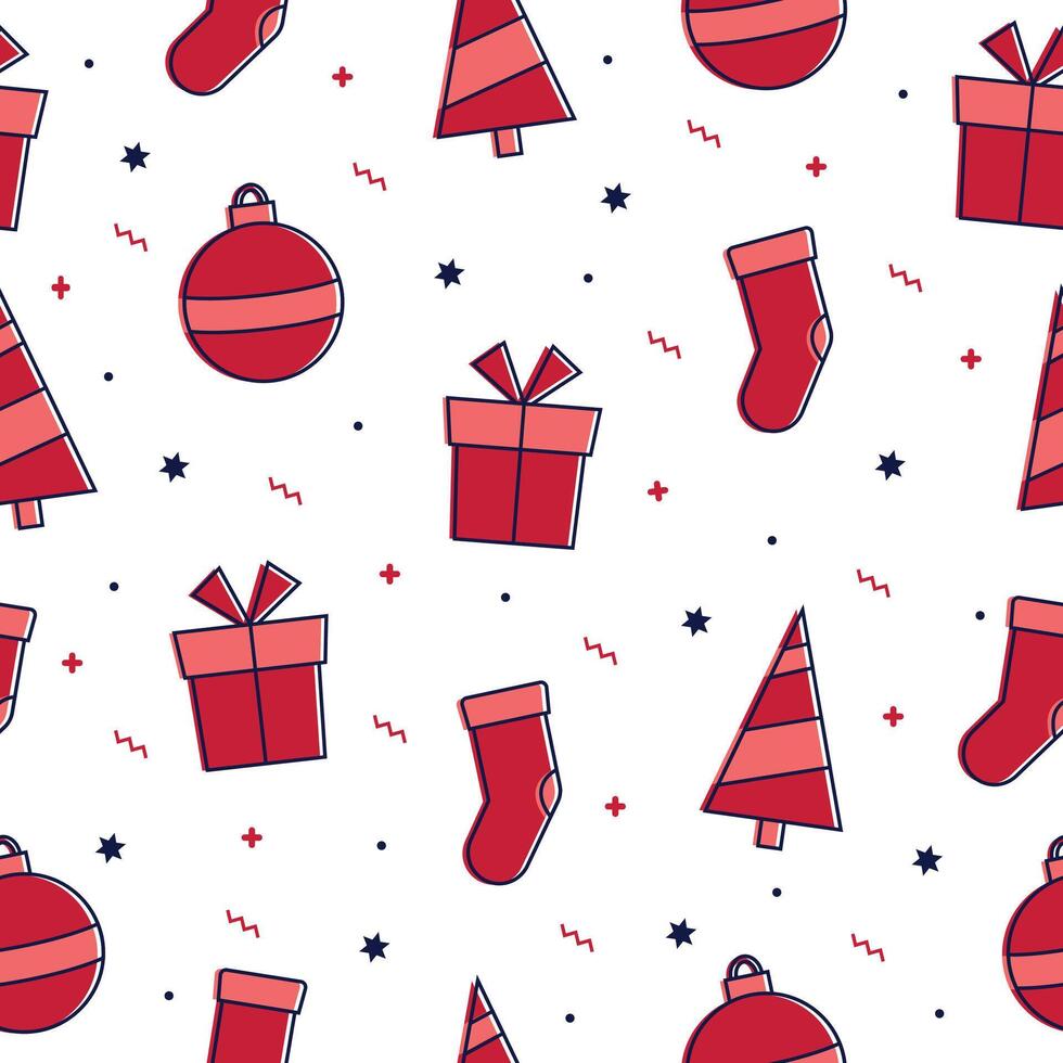 Red Christmas seamless pattern illustration on white background vector