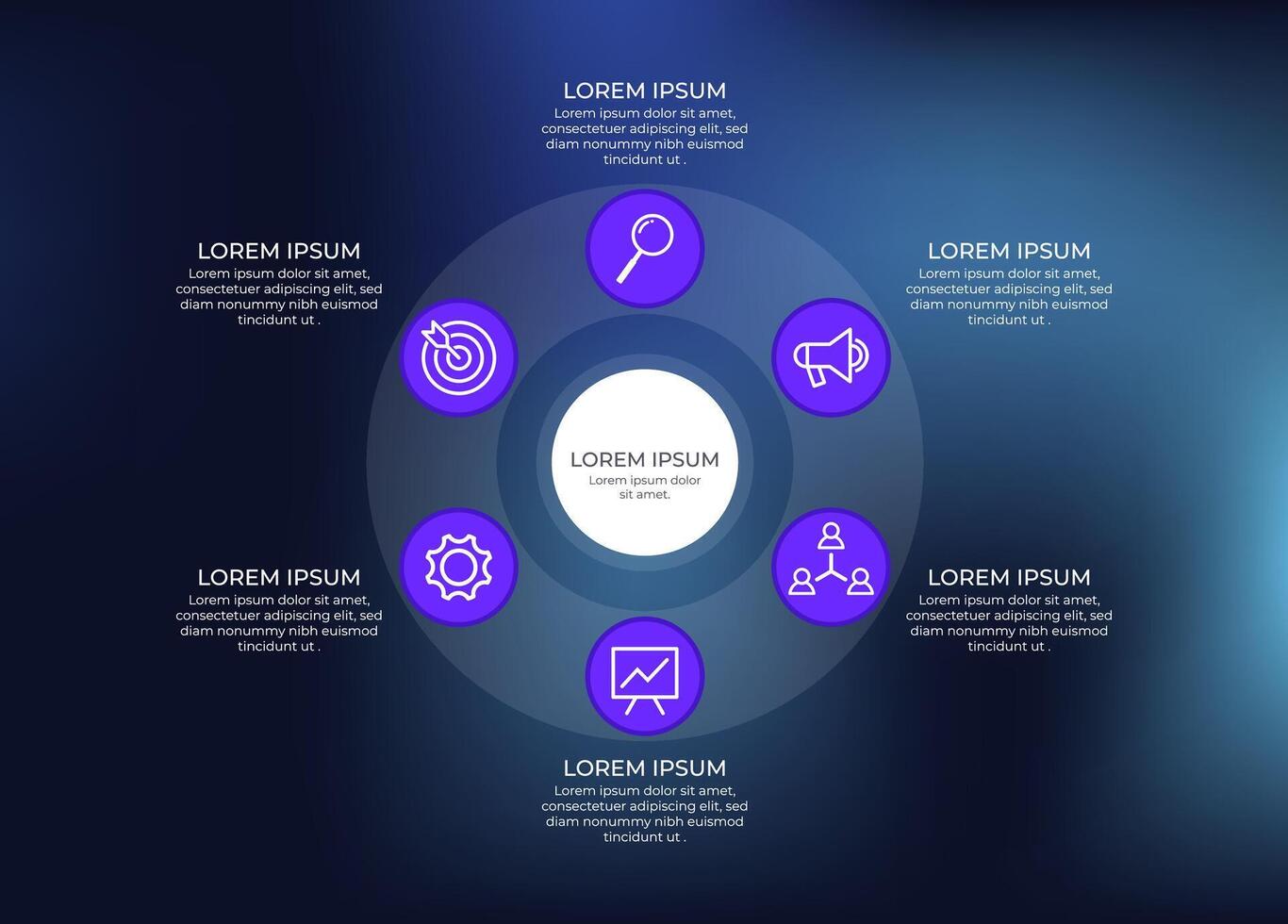 Modern circle infographic with six option vector