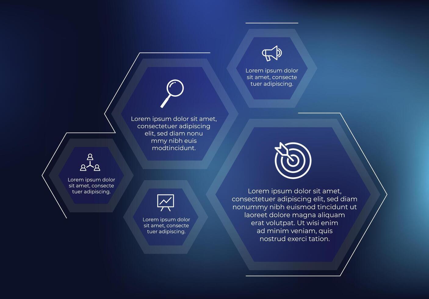 Hexagonal infographic with five options vector