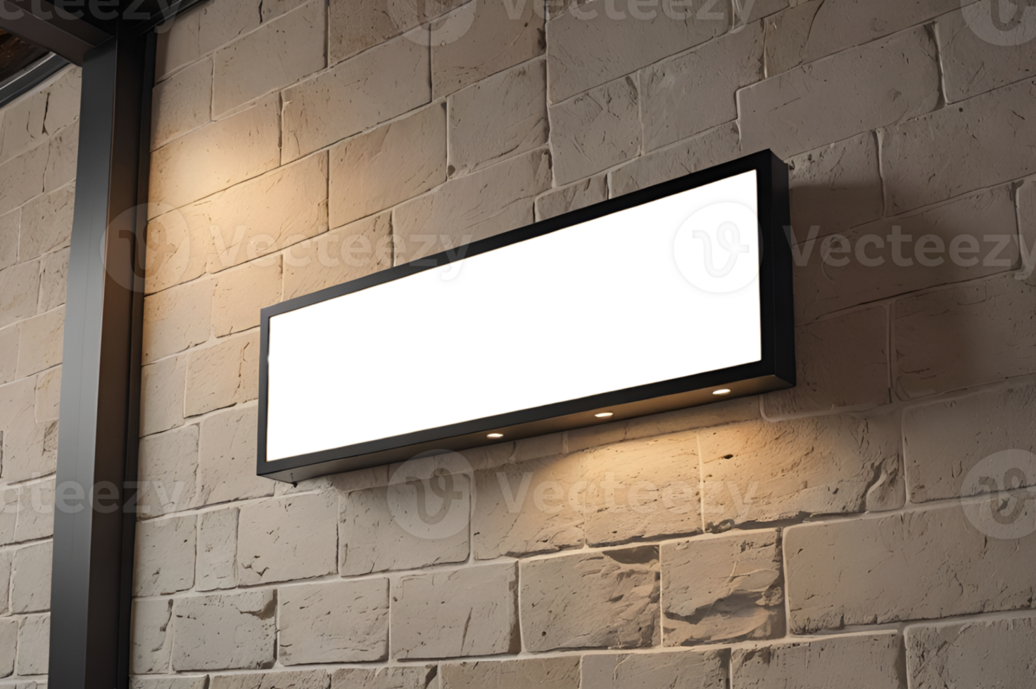 A black sign on a brick wall png