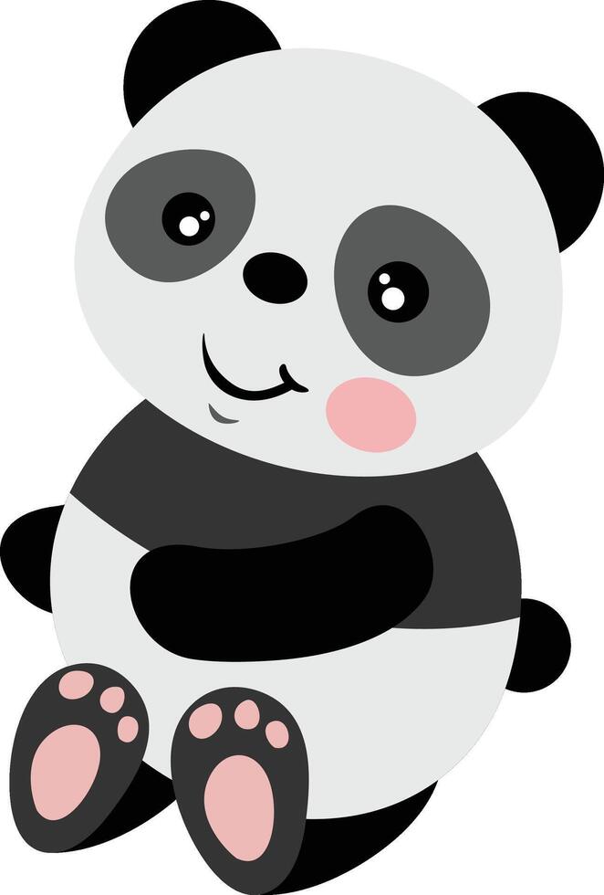 Cute panda sitting isolated on white vector
