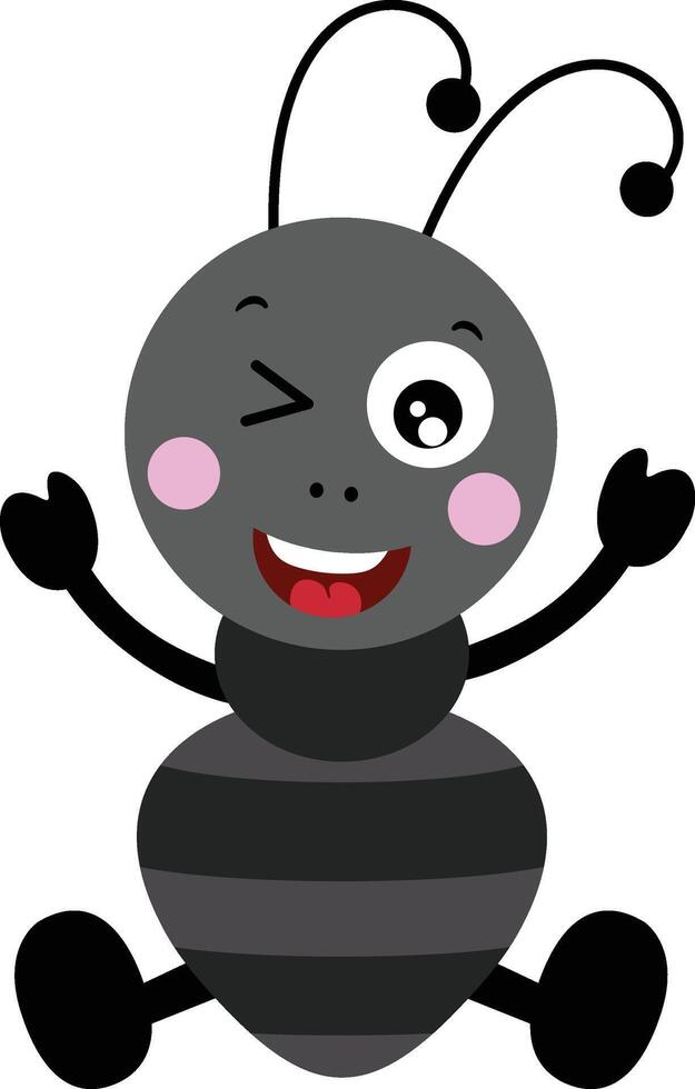 Happy cute ant sitting isolated vector