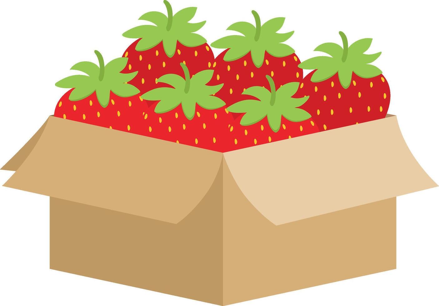 Cardboard box full with strawberries vector