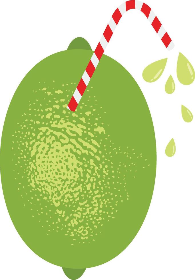 Green lemon juice with straw vector