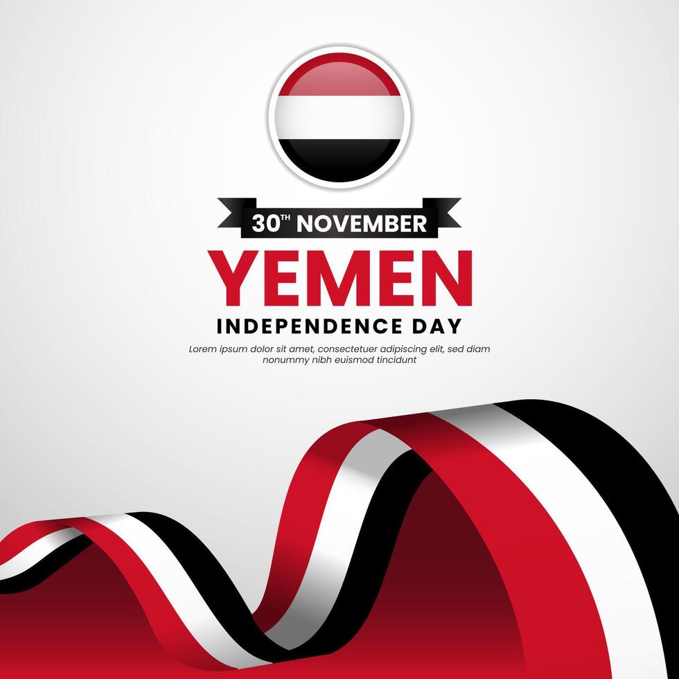 Yemen waving ribbon flag for national day and independence day background social media post vector