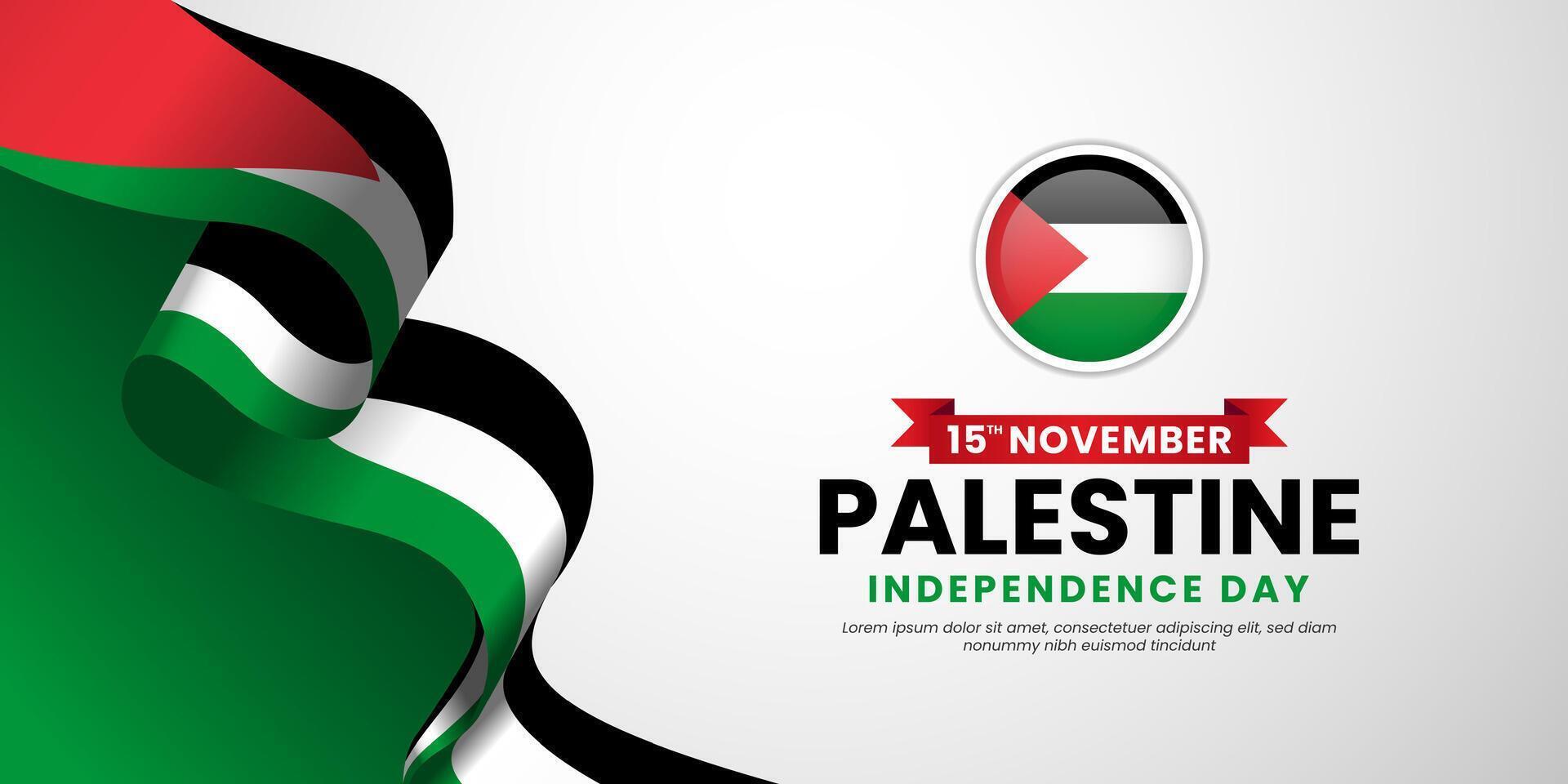 Palestine independence day background 15 november with waving ribbon flag vector