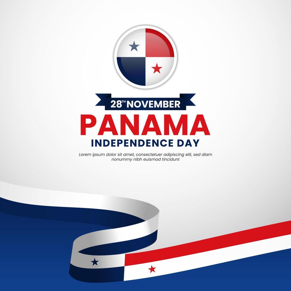 Panama waving ribbon flag background design for Panama Independence day or National day banner vector