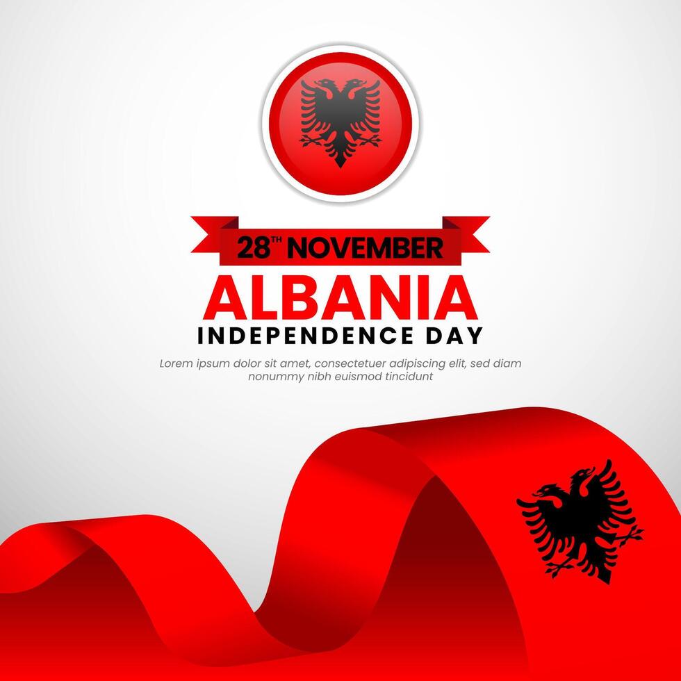 Albania Waving Flag Square Banner Background for Albania Independence Day Concept Design vector