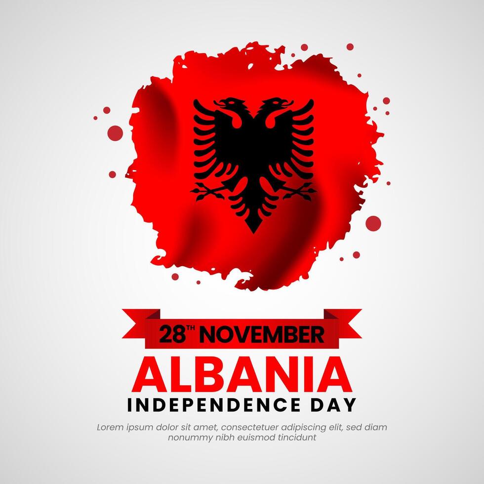 Albania Independence Day with Grunge Brush Paint Flag Style vector