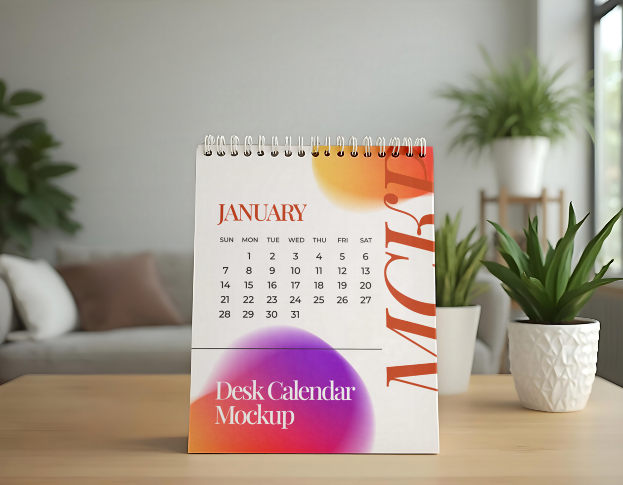 Desk calendar and table Mockup psd