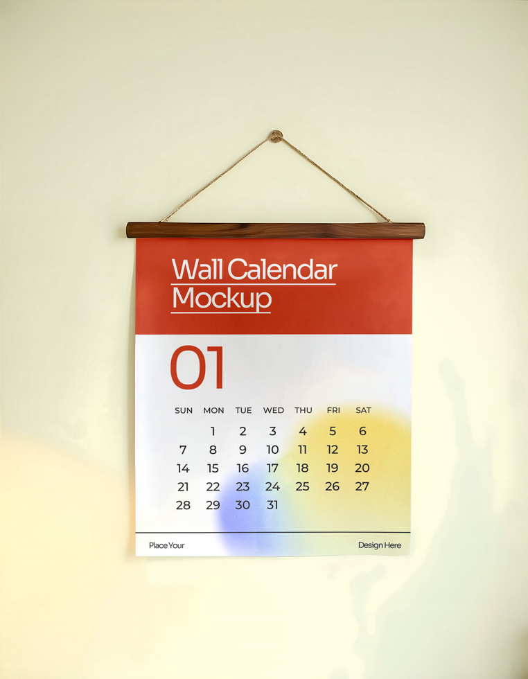 hangging wall Calendar Mockup psd
