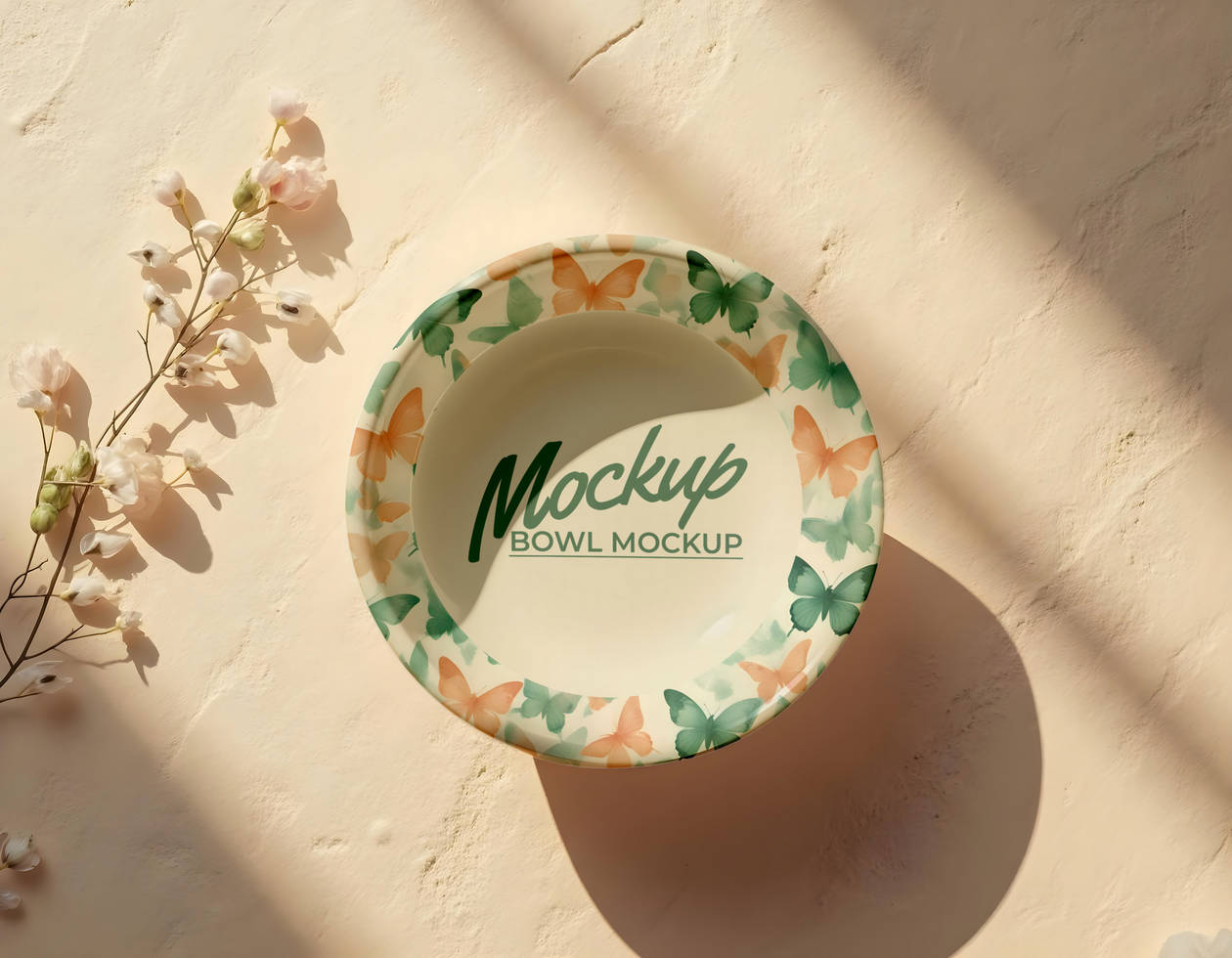 Plate mockup with cream background psd