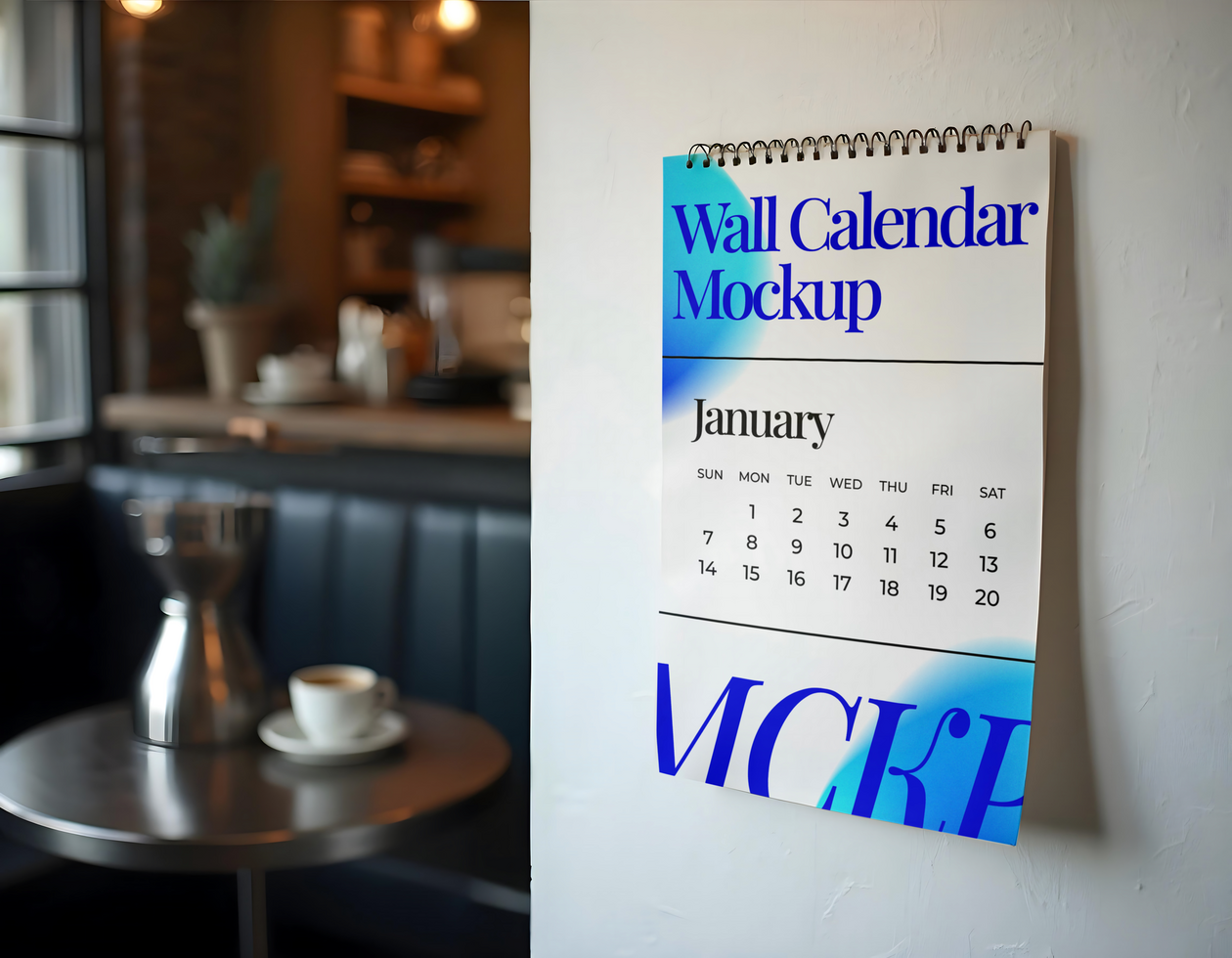 white wall Calendar Mockup psd