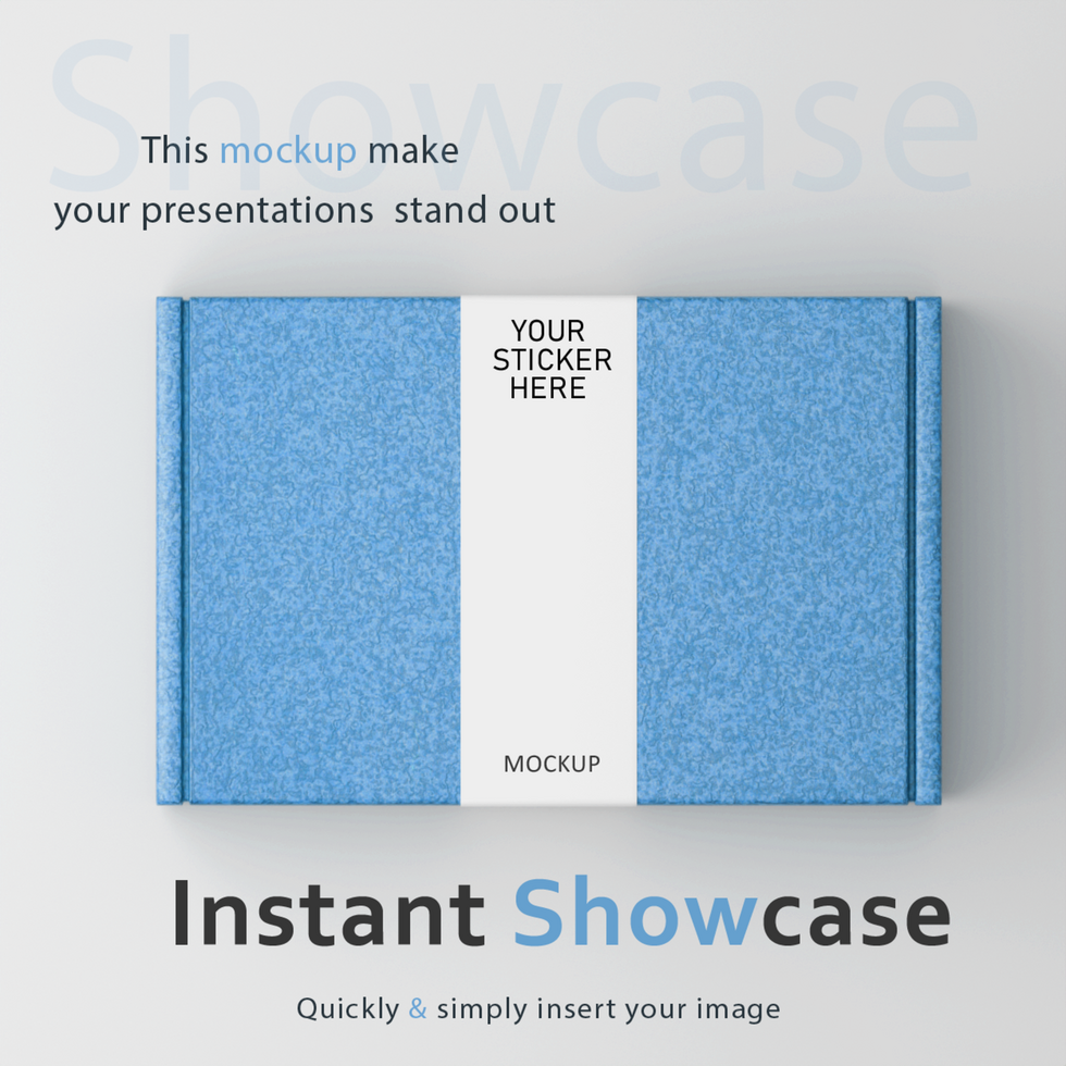 blue box mockup with white stripe psd
