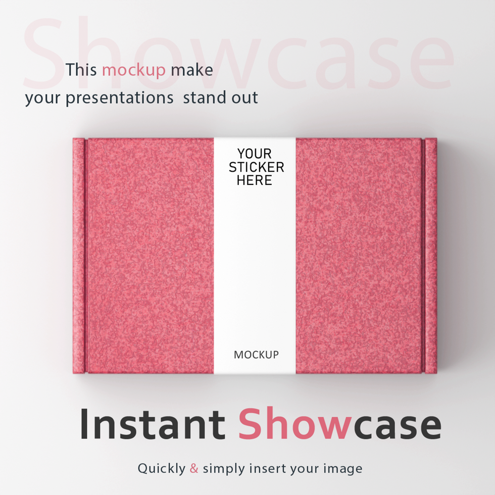 a pink box with a white background and a white label psd