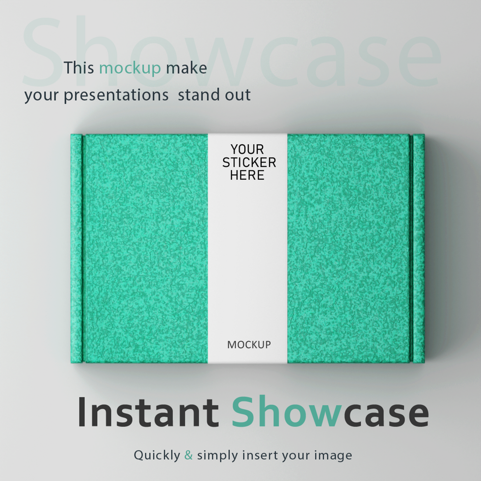 green box mockup with white stripe psd