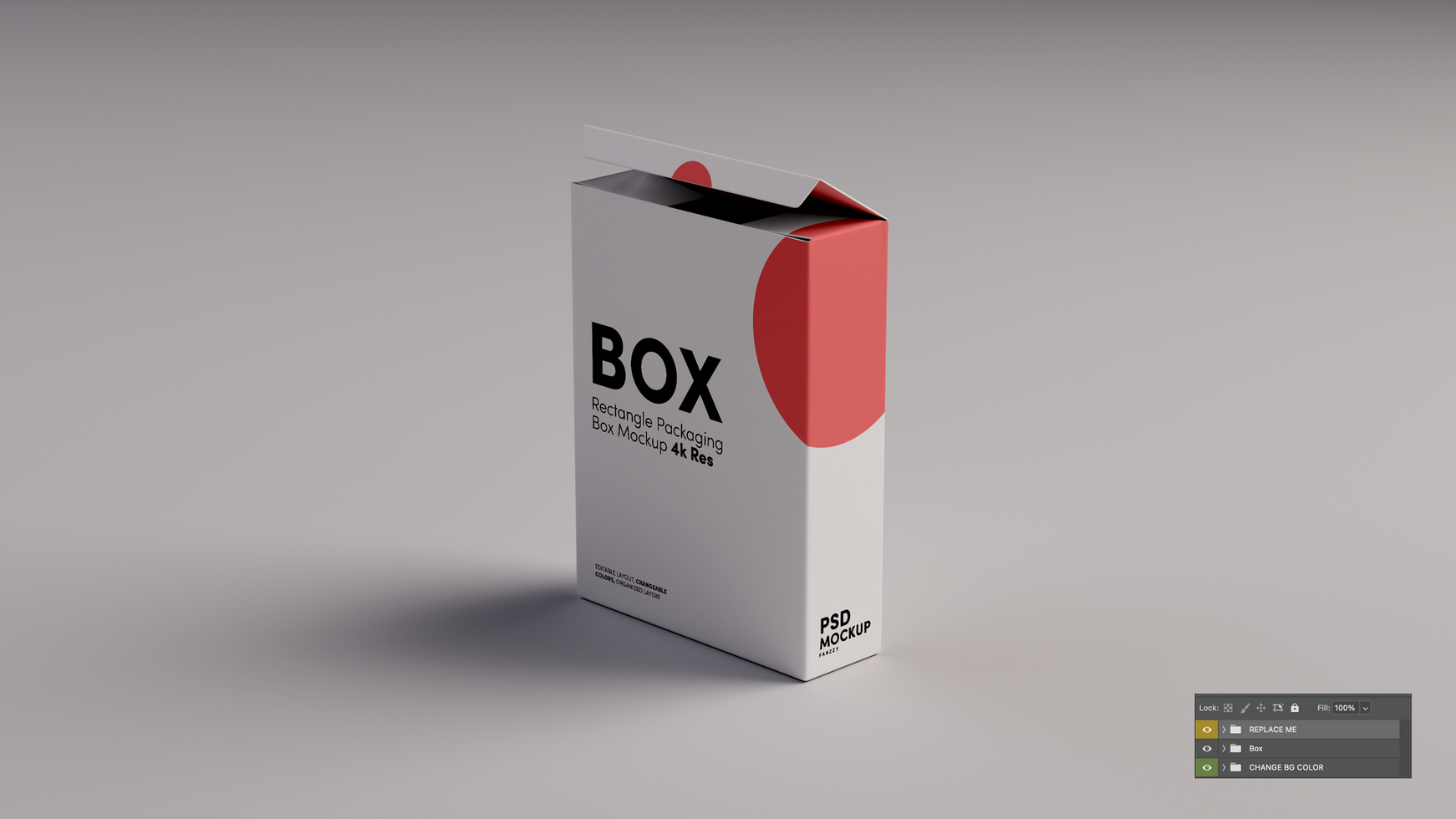 Box mockup 3D open psd