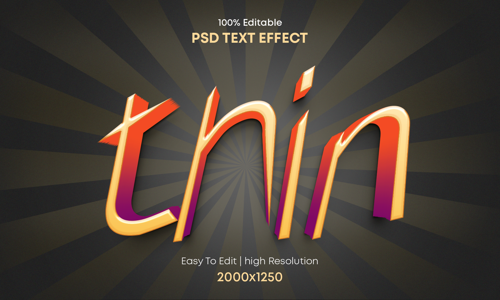 Thin text effect psd
