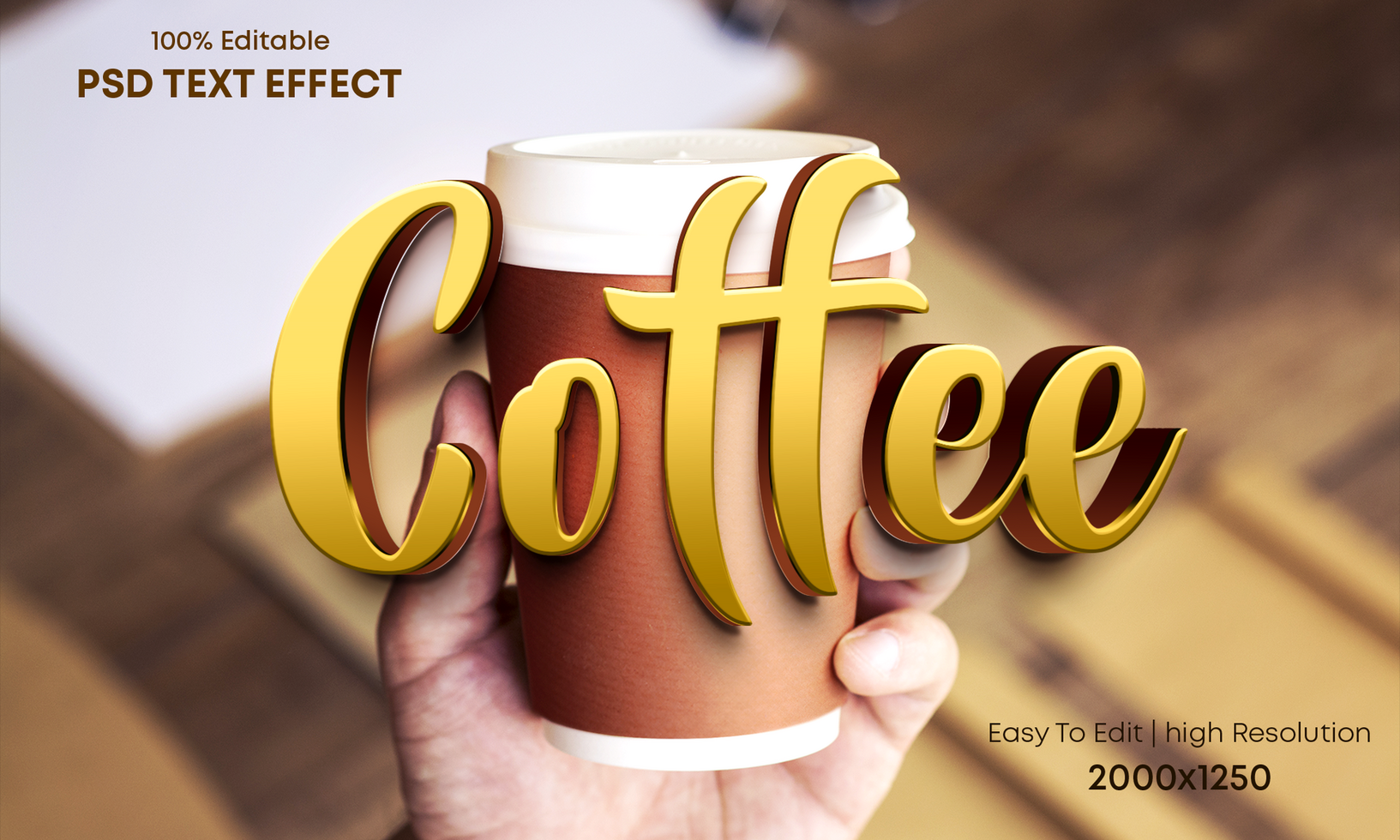 coffee text effect psd