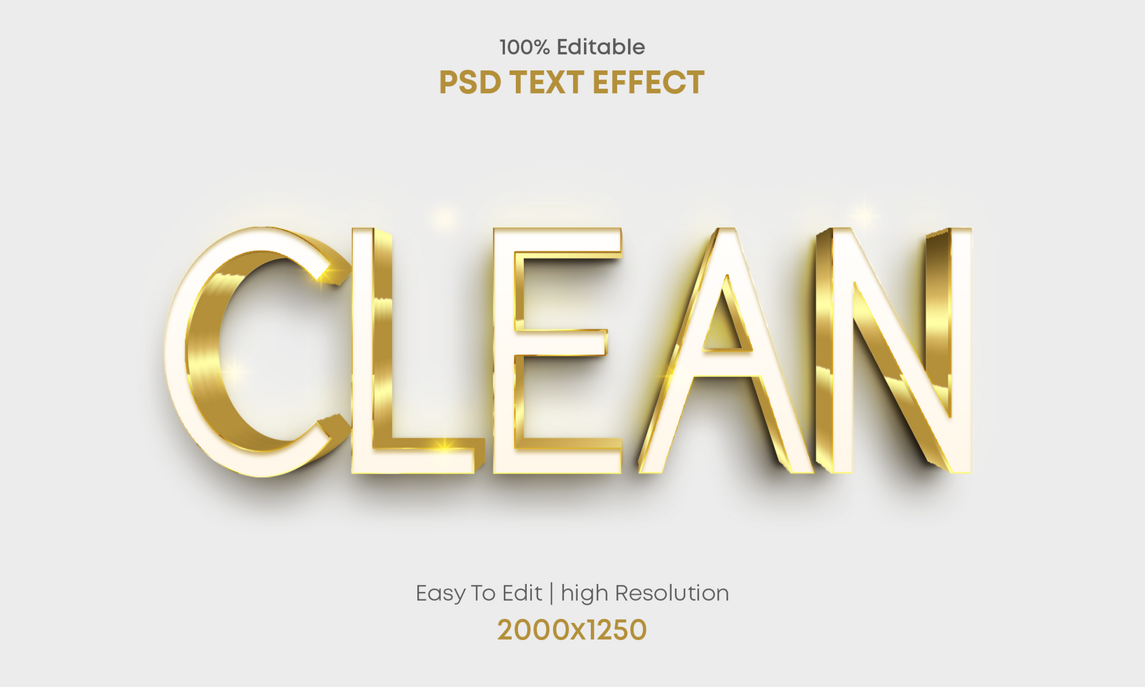 Clean gold text effect psd