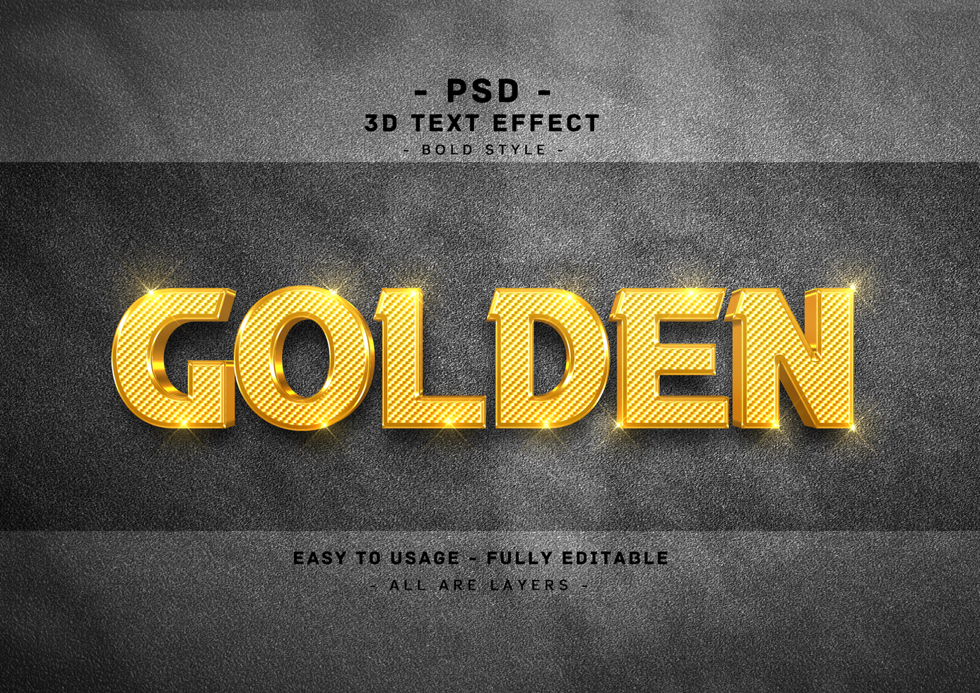 Golden glowing text effect psd