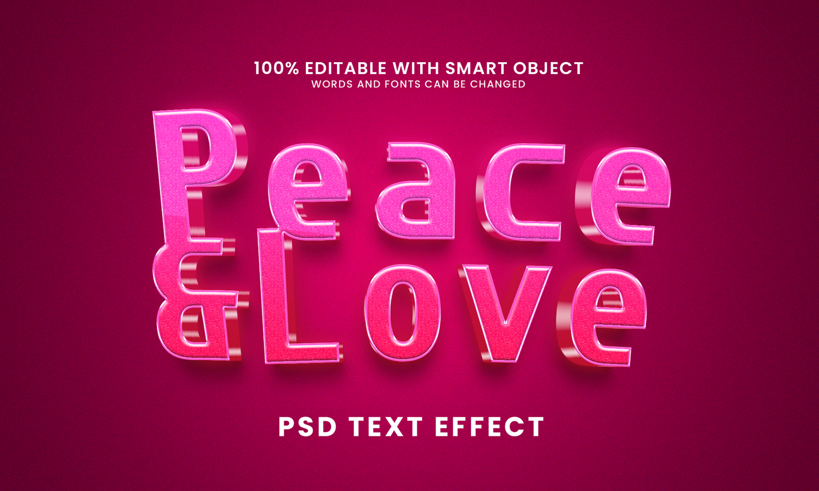 Peace and love pink text effect psd