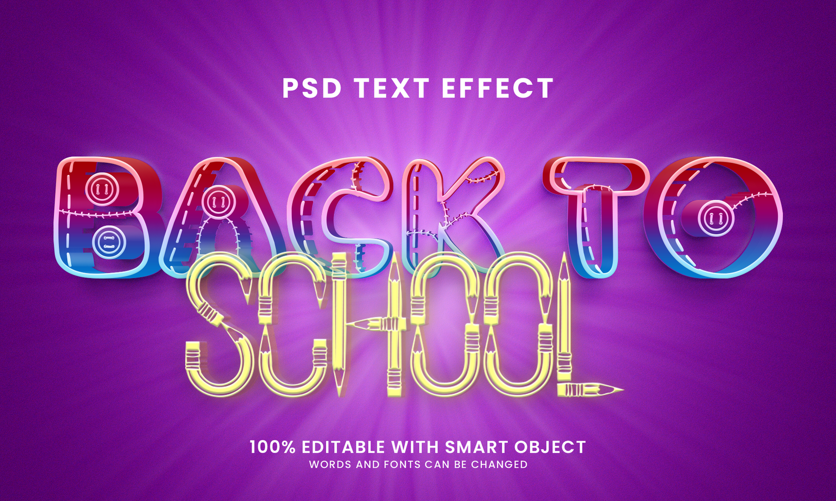 Back to school text effect psd