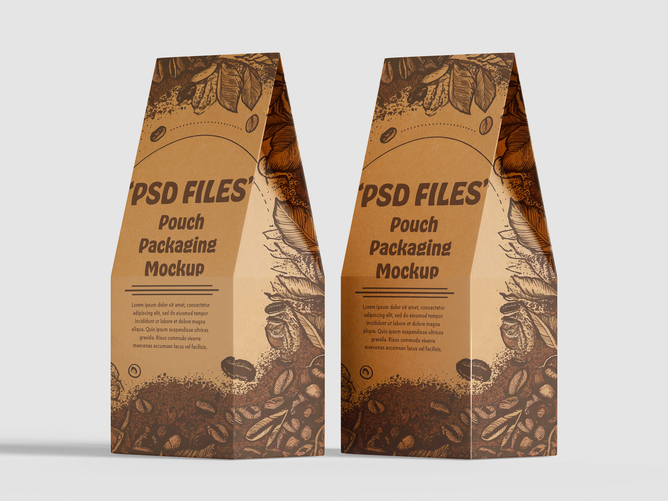 Pouch mockup brown color psd