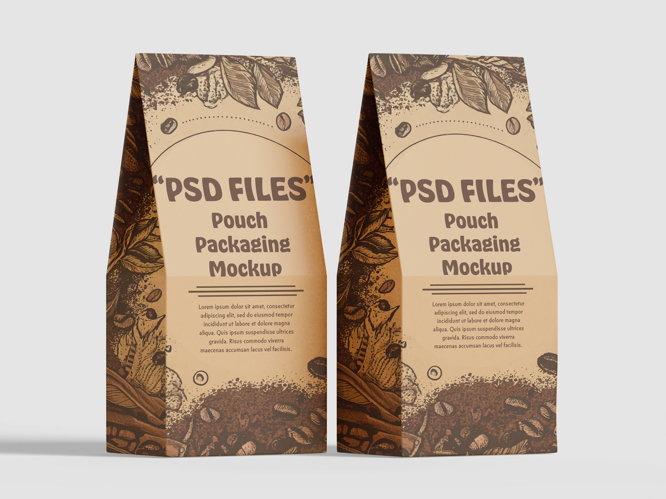 Realistic pouch mockup psd