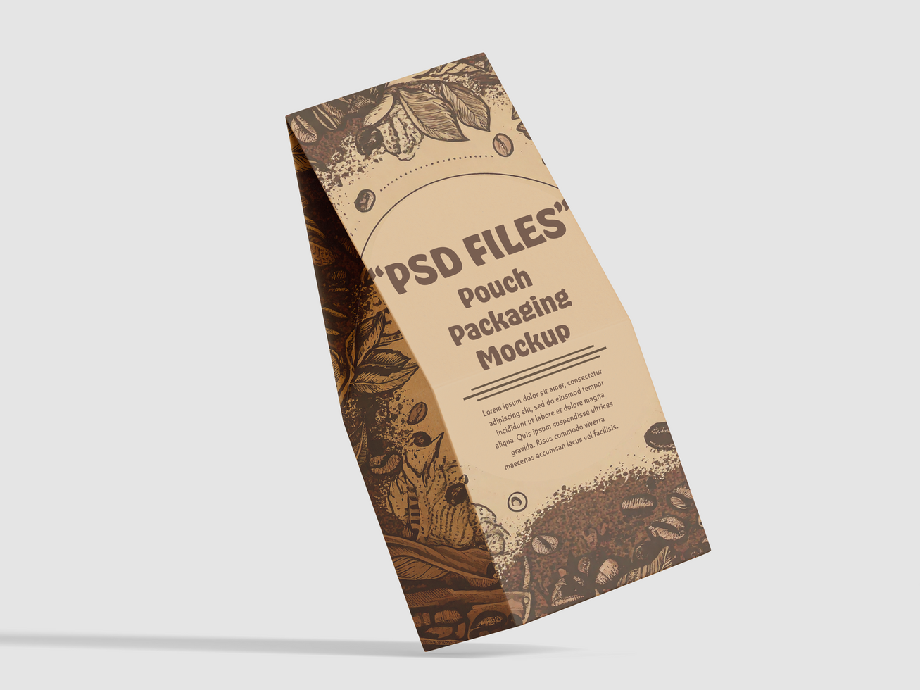 Craft paper pouch mockup psd