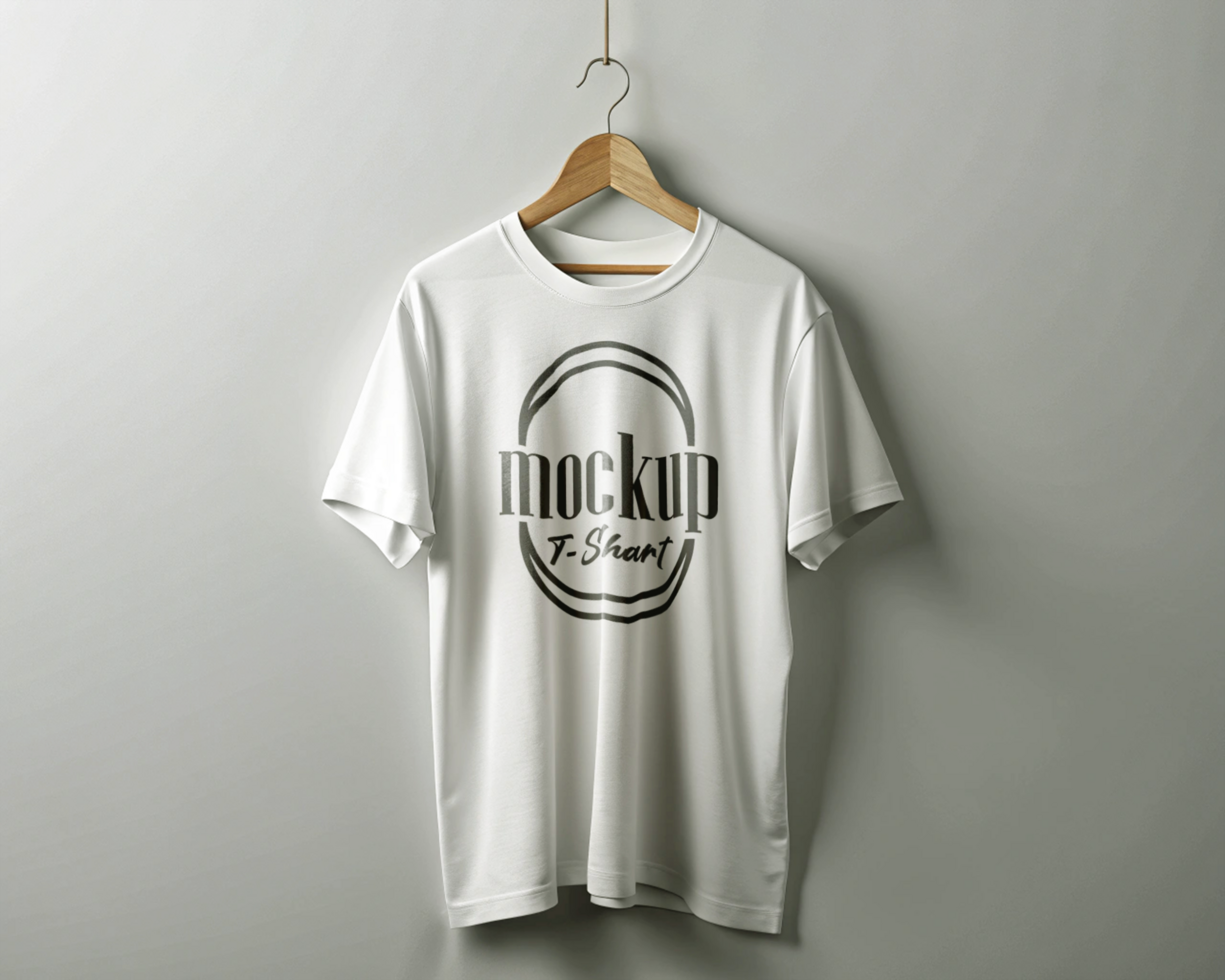 White T-Shirt Hanging on a Mockup Template Design psd