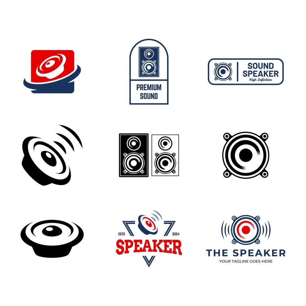 A set of logos for speakers and speakers vector