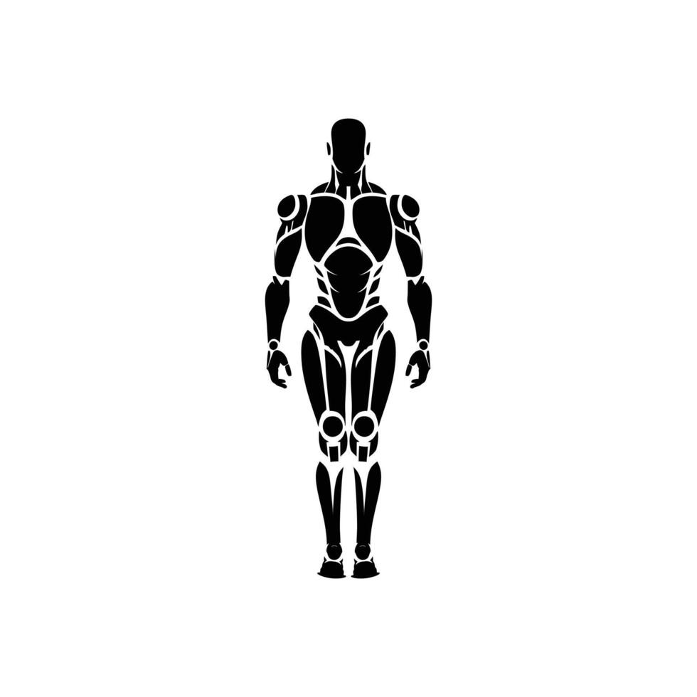 Abstract Human Robot Silhouette for Digital Art Cybernetics and Technology Designs vector