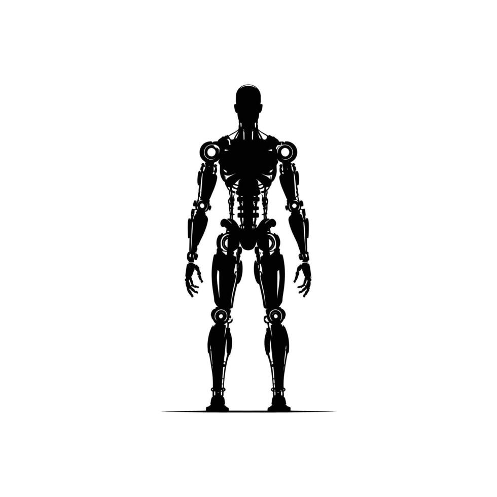 Modern Robot Silhouette for Futuristic Design AI Illustration and High-Tech Art Concepts vector