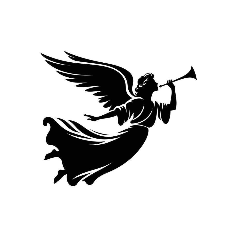 Flying Angel with Trumpet Symbolizing Epiphany Events and Christian Festivities vector