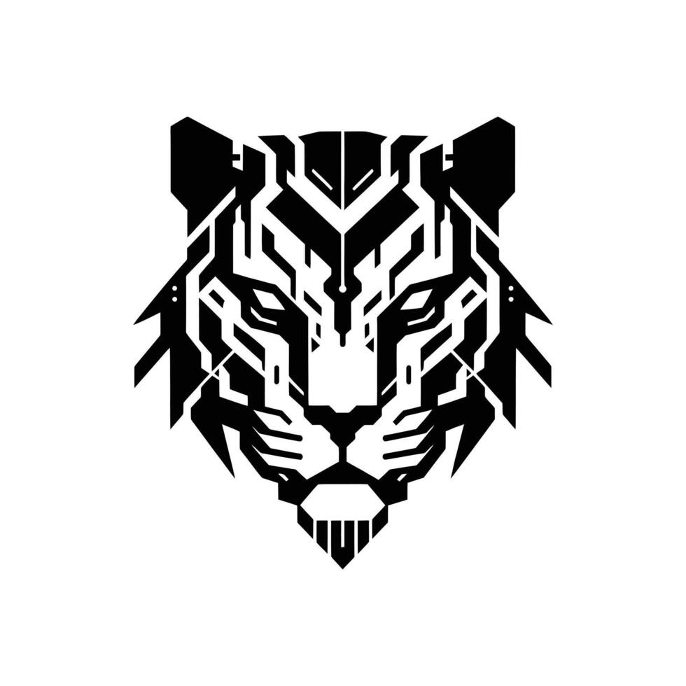 Cyber Tiger Head Abstract Graphic Ideal for Digital Design and Futuristic Art Projects vector
