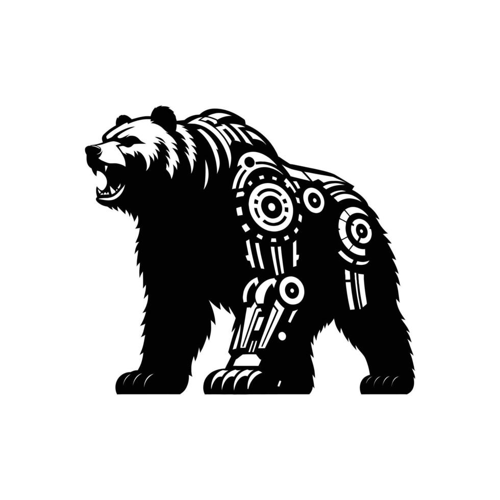 Tech-Inspired Cyberpunk Bear Full Body Perfect for Posters, Merchandise, and Logos vector
