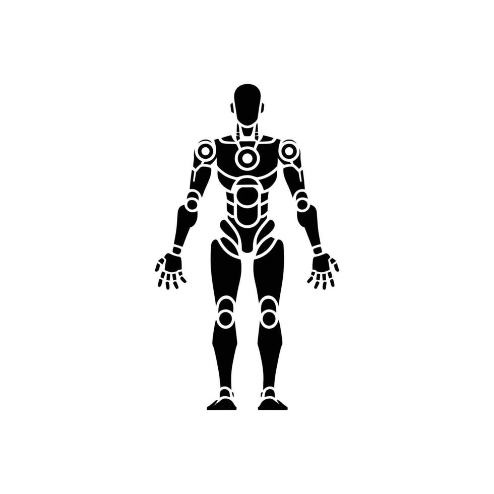 Detailed Humanoid Robot Silhouette Ideal for Artificial Intelligence and Robotics Projects vector