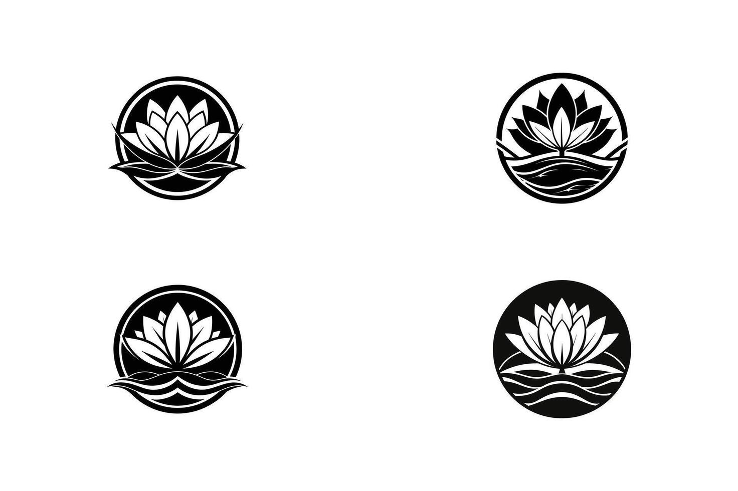 Four different logos for a flower vector