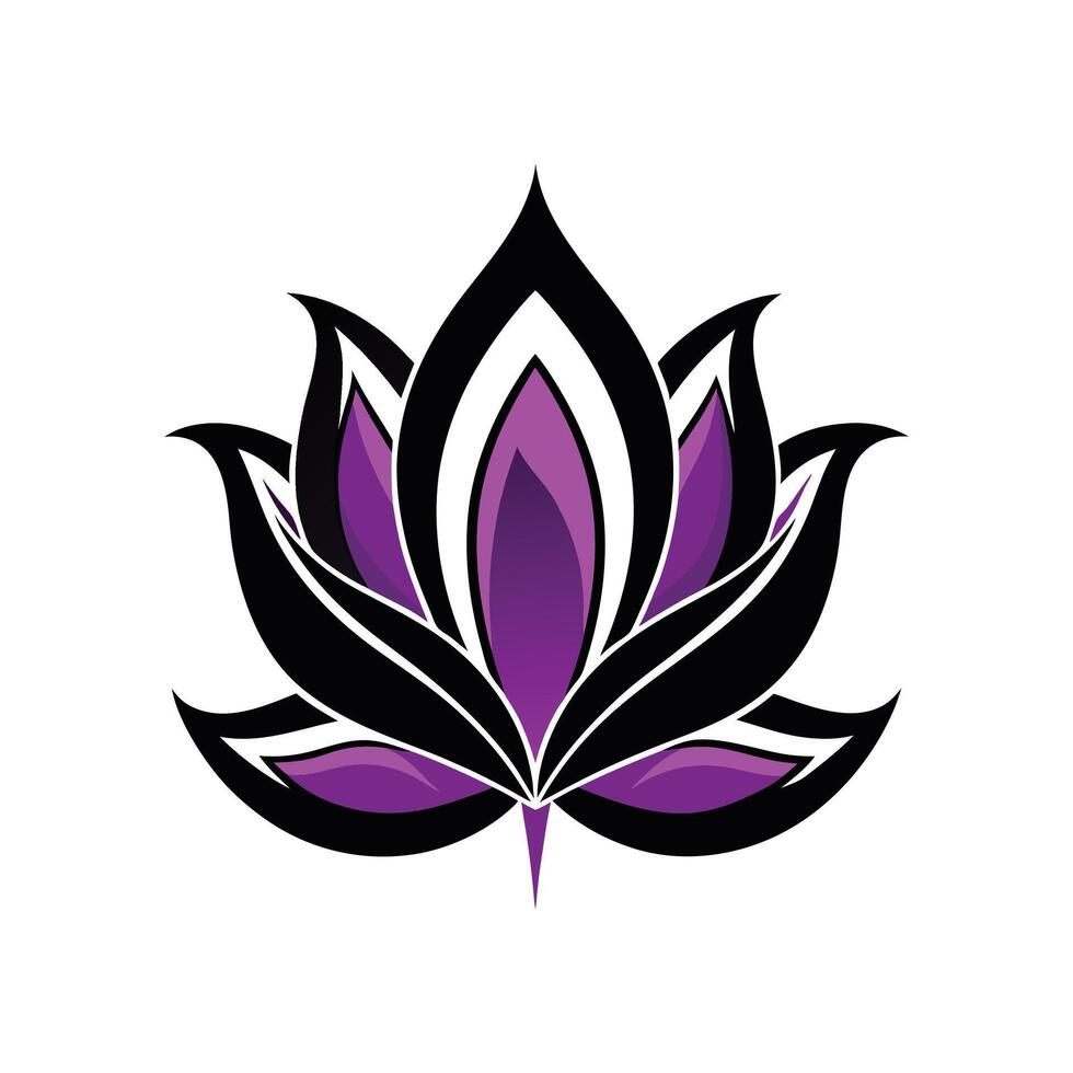 A purple lotus flower with black and white design vector