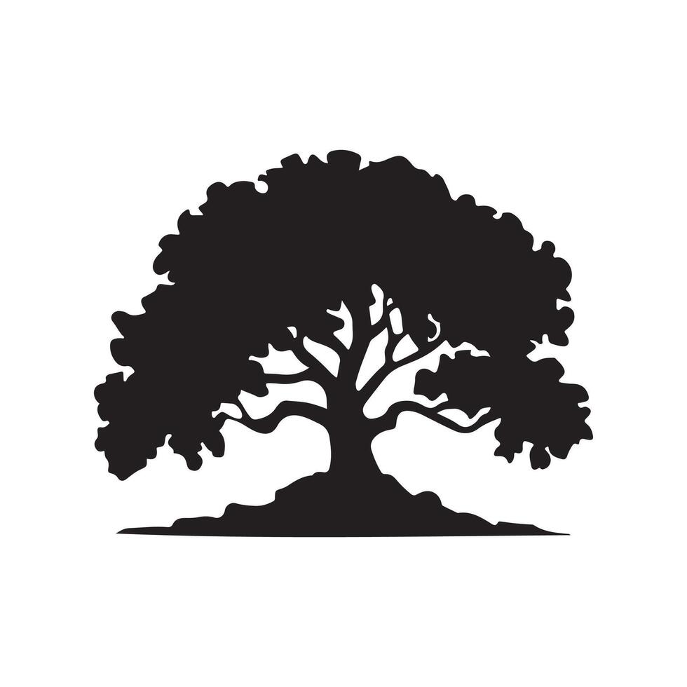 An oak tree silhouette on a white background vector