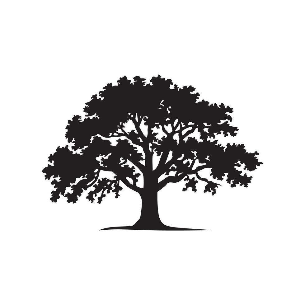 A black and white silhouette of a tree vector